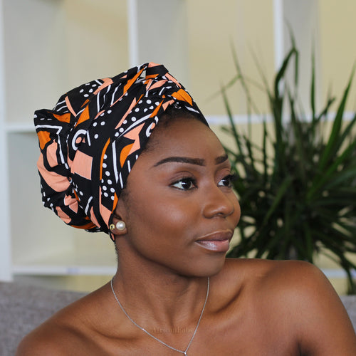 Easy headwrap / hoofddoek - Satijnen binnenkant - Zalm