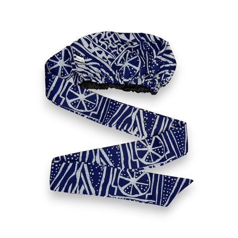 Easy headwrap / hoofddoek - Blauw Ndop Kameroen