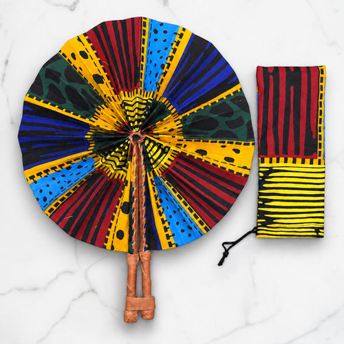 Afrikaanse handwaaier - Ankara print waaier - Multicolor Akua
