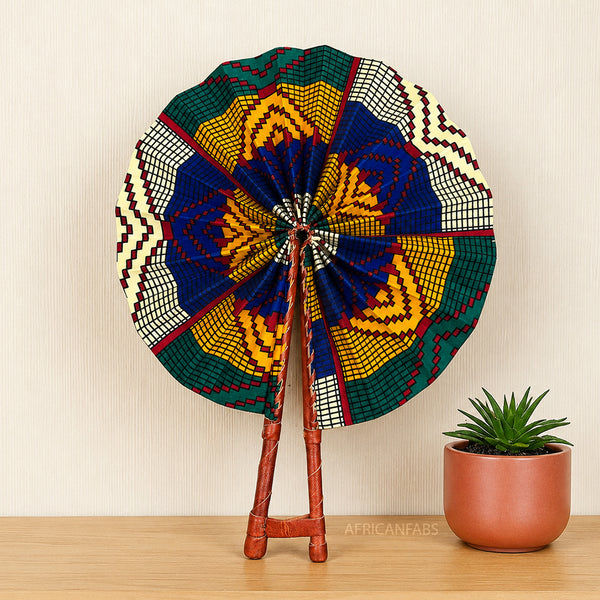 African Hand fan - Ankara print Hand fan - Multicolor Kojo