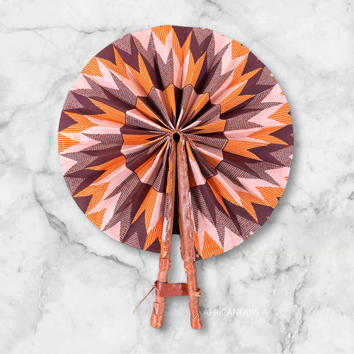 Afrikaanse handwaaier - Ankara print waaier - Wednesday - Oranje