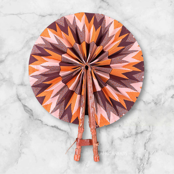 Afrikaanse handwaaier - Ankara print waaier - Wednesday - Oranje
