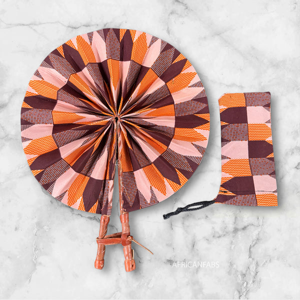 Afrikaanse handwaaier - Ankara print waaier - Wednesday - Oranje
