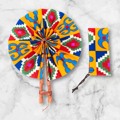 Afrikaanse handwaaier - Ankara print waaier - Thursday - kente