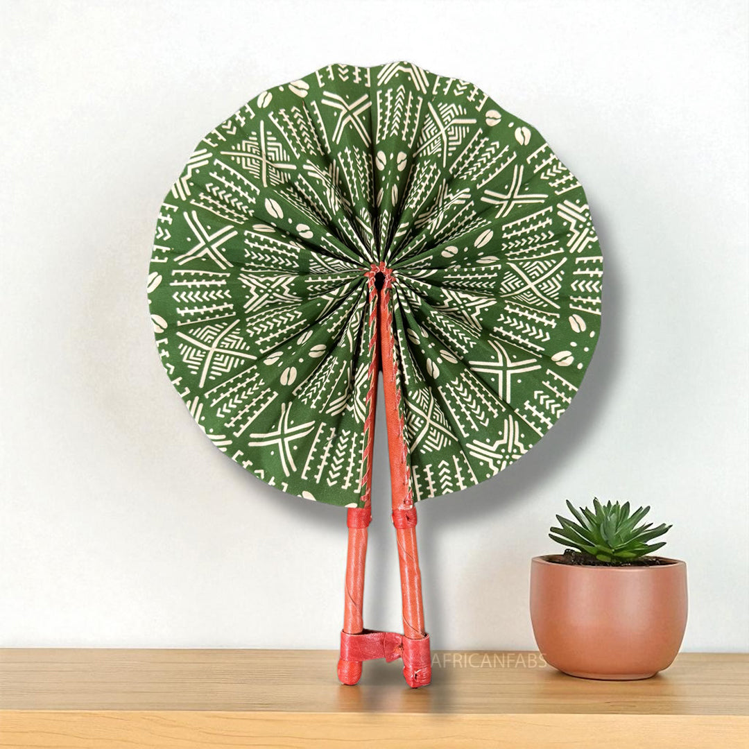 Afrikaanse handwaaier - Ankara print waaier - Friday - Groen