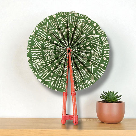 Afrikaanse handwaaier - Ankara print waaier - Friday - Groen