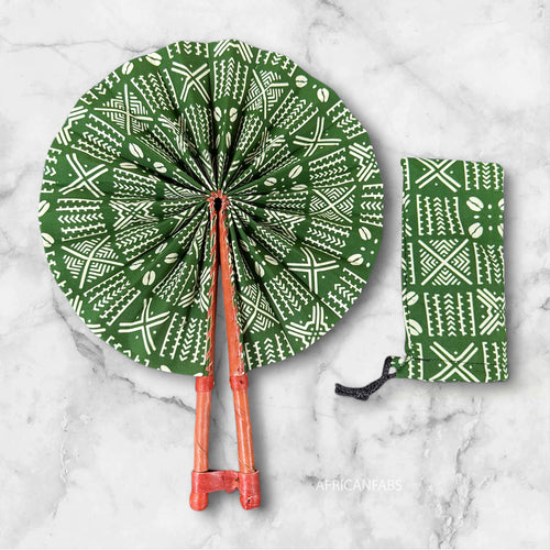Afrikaanse handwaaier - Ankara print waaier - Friday - Groen