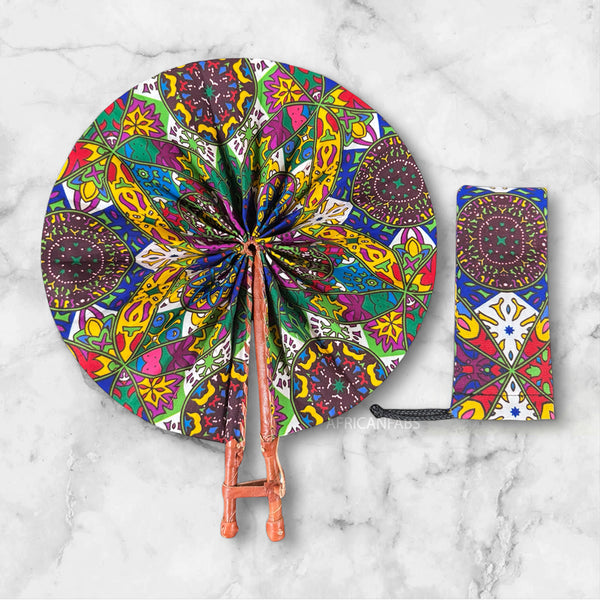 Afrikaanse handwaaier - Ankara print waaier - Multicolor Kehinde