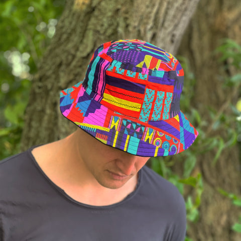 Bucket hat / Vissershoedje met Afrikaanse print - Multi color Kente - Kinderen & Volwassenen (Unisex)