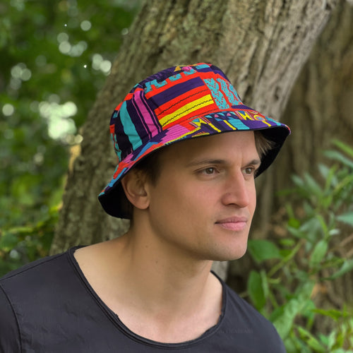 Bucket hat / Vissershoedje met Afrikaanse print - Multi color Kente - Kinderen & Volwassenen (Unisex)