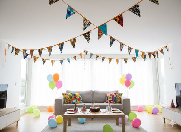 Afrikaanse print Slingers / Vlaggetjes / Stoffen Vlaggenlijn - Oranje lint - 5 meter