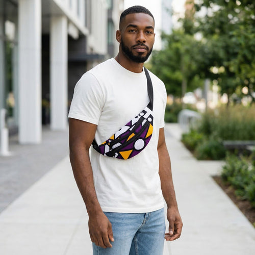 Afrikaanse print heuptasje / Fanny pack - Paarse Samakaka - Festival tasje met verstelbare band