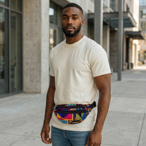 Afrikaanse print heuptasje / Fanny pack - Multicolor kente - Festival tasje met verstelbare band