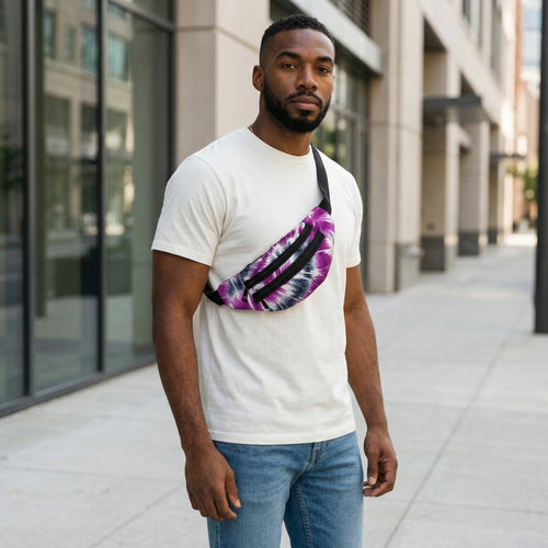 Afrikaanse print heuptasje / Fanny pack - Paarse Tie Dye - Festival tasje met verstelbare band