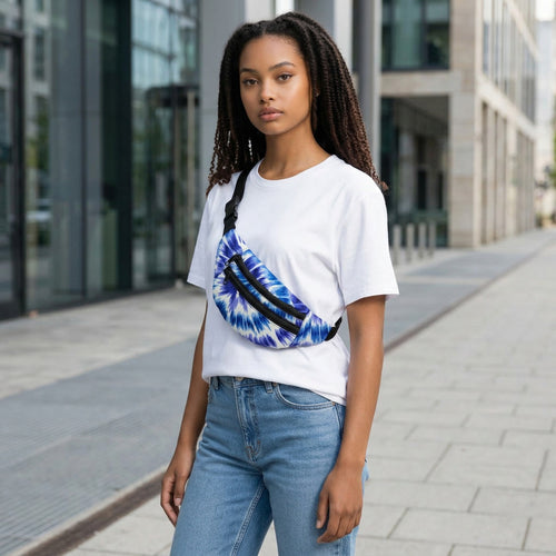 Afrikaanse print heuptasje / Fanny pack - Blauwe Tie Dye - Festival tasje