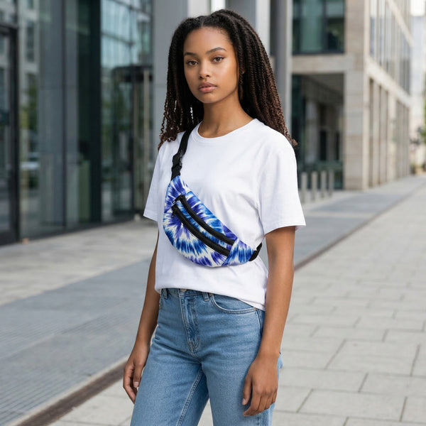 Afrikaanse print heuptasje / Fanny pack - Blauwe Tie Dye - Festival tasje