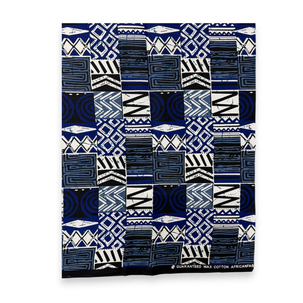 Fat Quarter Afrikaanse Wax Print Stof - Blauw FTQ 8708 - Quilt & Patchwork (45 x 57 cm / 18 x 22 inch)