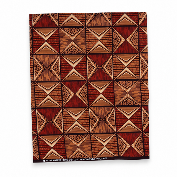 Fat Quarter Afrikaanse Wax Print Stof - Bruin FTQ 8712 - Quilt & Patchwork (45 x 57 cm / 18 x 22 inch)