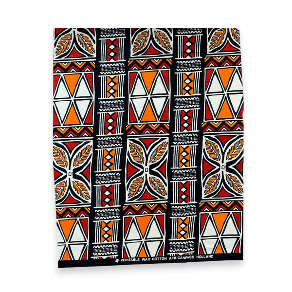 Fat Quarter African Wax Print Fabric - Red Orange FTQ 8714 - Quilting & Patchwork (45 x 57 cm / 18 x 22 inch)