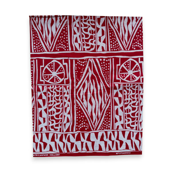 Fat Quarter African Wax Print Fabric - Red FTQ 8715 - Quilting & Patchwork (45 x 57 cm / 18 x 22 inch)