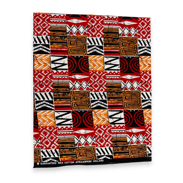 Fat Quarter Afrikaanse Wax Print Stof - Rood FTQ 8718 - Quilt & Patchwork (45 x 57 cm / 18 x 22 inch)