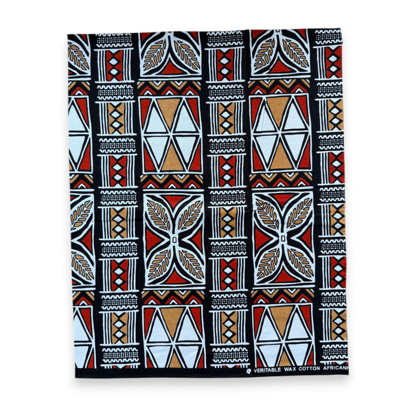 Fat Quarter African Wax Print Fabric - Red Beige FTQ 8727 - Quilting & Patchwork (45 x 57 cm / 18 x 22 inch)