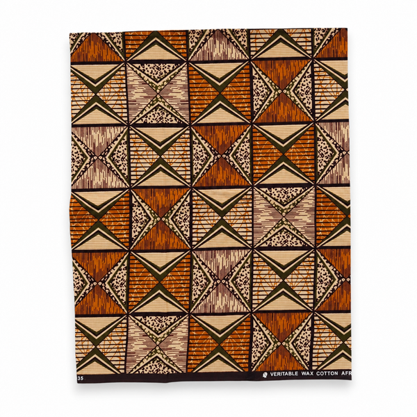 Fat Quarter Afrikaanse Wax Print Stof - Oranje Beige FTQ 8739 - Quilt & Patchwork (45 x 57 cm / 18 x 22 inch)