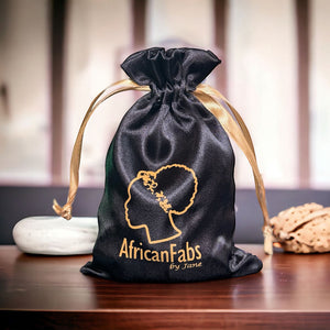 AfricanFabs Satijnen sieraden tasje - Zwart