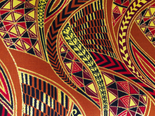 Afrikaanse stof - Exclusief versierd met glittereffecten 100% katoen - GL-4002 Bruin Goud