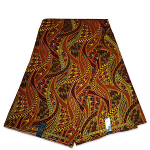 Afrikaanse stof - Exclusief versierd met glittereffecten 100% katoen - GL-4002 Bruin Goud