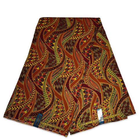 Afrikaanse stof - Exclusief versierd met glittereffecten 100% katoen - GL-4002 Bruin Goud