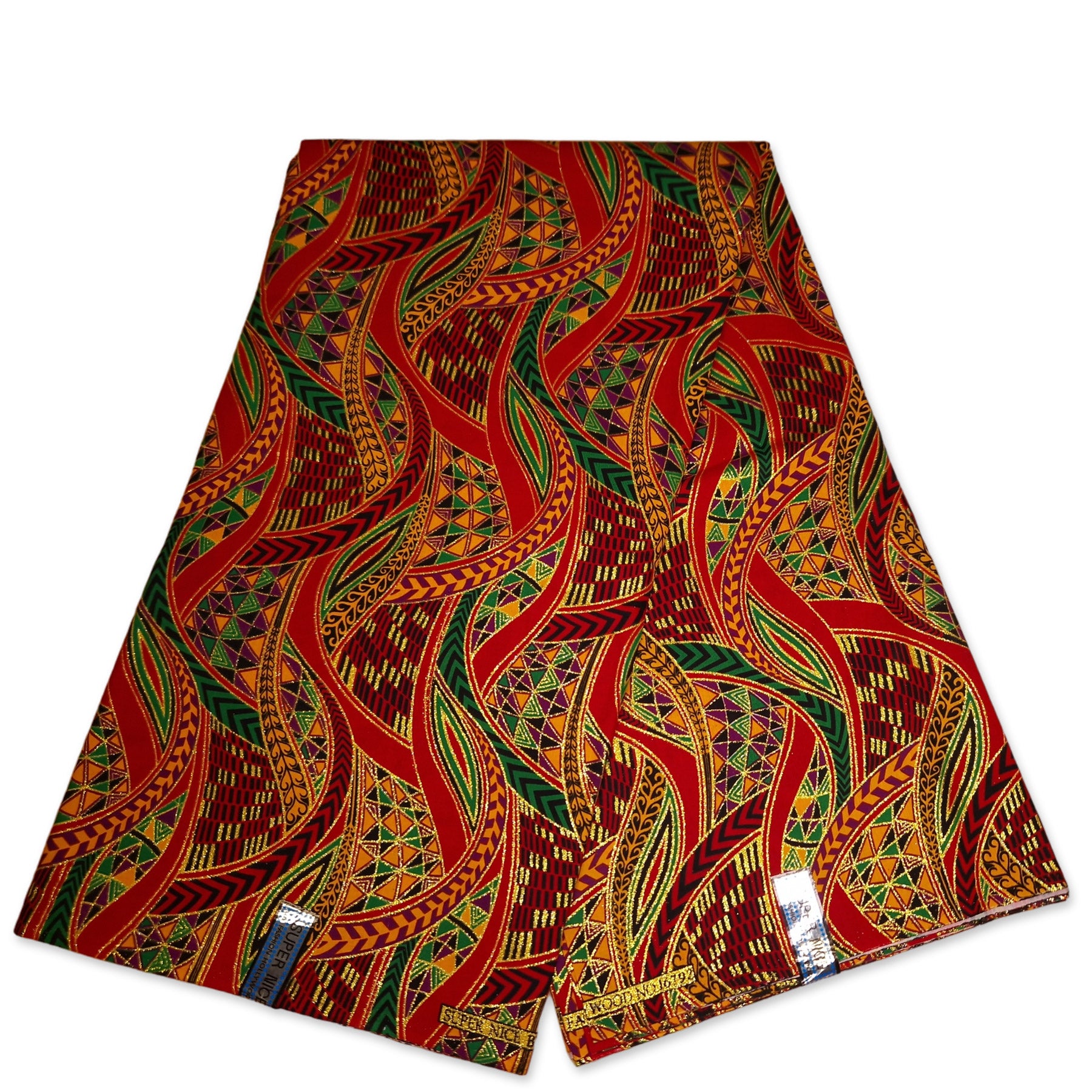Afrikaanse stof - Exclusief versierd met glittereffecten 100% katoen - GL-4004 Rood Groen