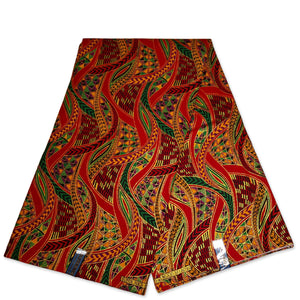 Afrikaanse stof - Exclusief versierd met glittereffecten 100% katoen - GL-4004 Rood Groen