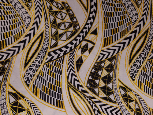 Afrikaanse stof - Exclusief versierd met glittereffecten 100% katoen - GL-4005 Wit Goud