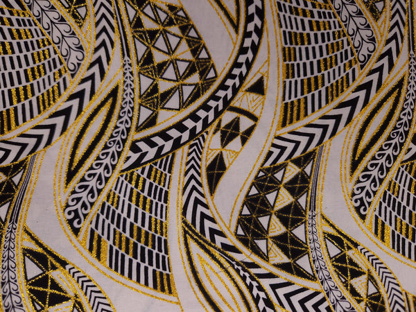 Afrikaanse stof - Exclusief versierd met glittereffecten 100% katoen - GL-4005 Wit Goud