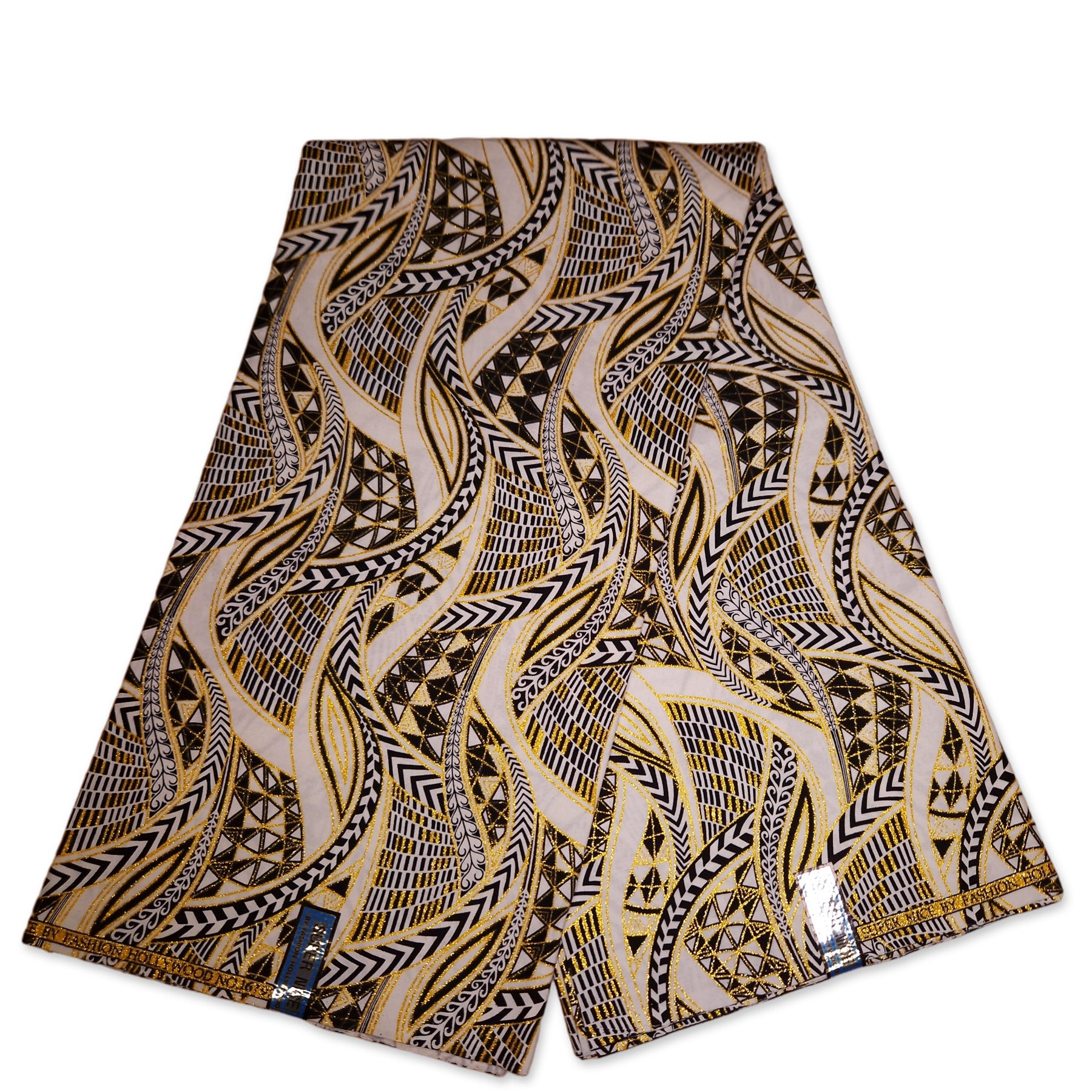 Afrikaanse stof - Exclusief versierd met glittereffecten 100% katoen - GL-4005 Wit Goud