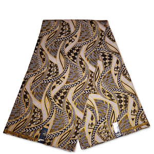 Afrikaanse stof - Exclusief versierd met glittereffecten 100% katoen - GL-4005 Wit Goud