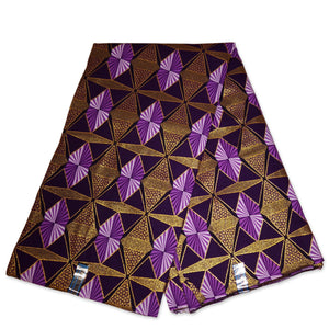 Afrikaanse stof - Exclusief versierd met glittereffecten 100% katoen - GL-4008 Paars Goud