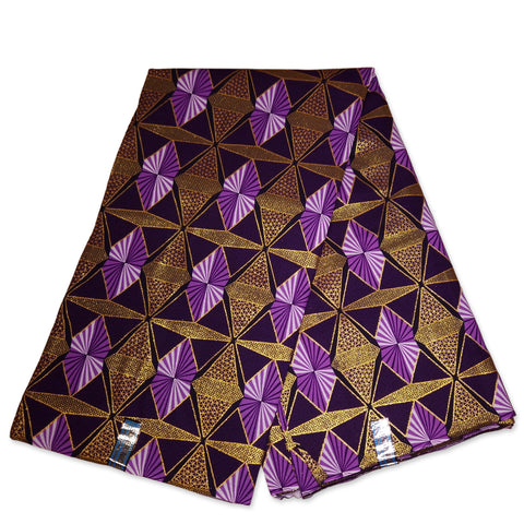 Afrikaanse stof - Exclusief versierd met glittereffecten 100% katoen - GL-4008 Paars Goud