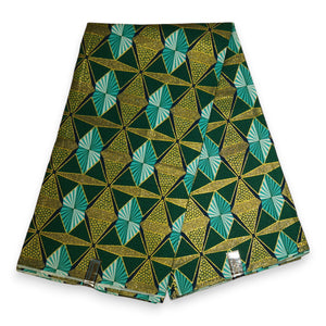 Afrikaanse stof - Exclusief versierd met glittereffecten 100% katoen - GL-4009 Groen Goud