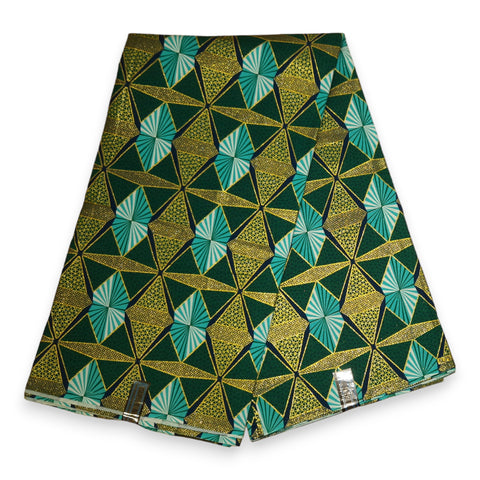 Afrikaanse stof - Exclusief versierd met glittereffecten 100% katoen - GL-4009 Groen Goud