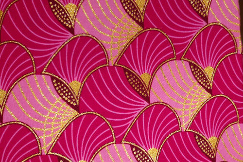 Afrikaanse stof - Exclusief versierd met glittereffecten 100% katoen - GL-4010 Roze Goud