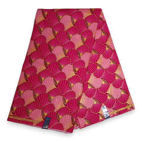 Afrikaanse stof - Exclusief versierd met glittereffecten 100% katoen - GL-4010 Roze Goud
