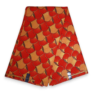 Afrikaanse stof - Exclusief versierd met glittereffecten 100% katoen - GL-4012 Rood Oranje Goud