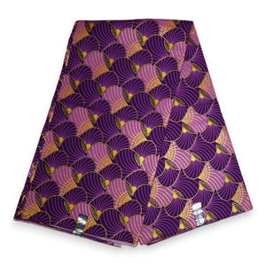 Afrikaanse stof - Exclusief versierd met glittereffecten 100% katoen - GL-4013 Paars Goud