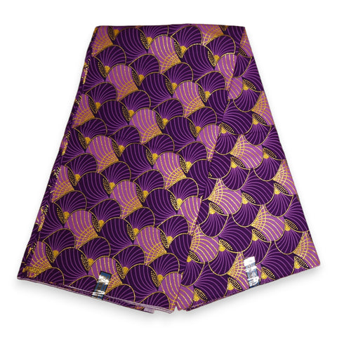 Afrikaanse stof - Exclusief versierd met glittereffecten 100% katoen - GL-4013 Paars Goud