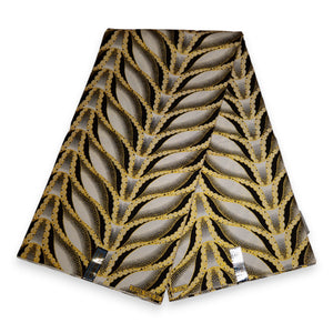 Afrikaanse stof - Exclusief versierd met glittereffecten 100% katoen - GL-4015 Wit Goud