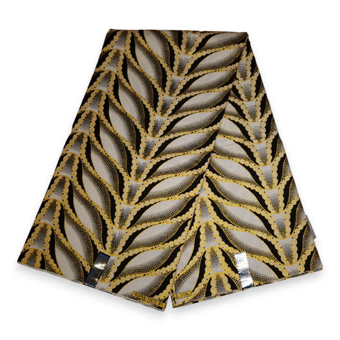 Afrikaanse stof - Exclusief versierd met glittereffecten 100% katoen - GL-4015 Wit Goud