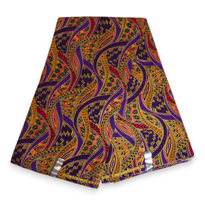 Afrikaanse stof - Exclusief versierd met glittereffecten 100% katoen - GL-4019 Paars Goud