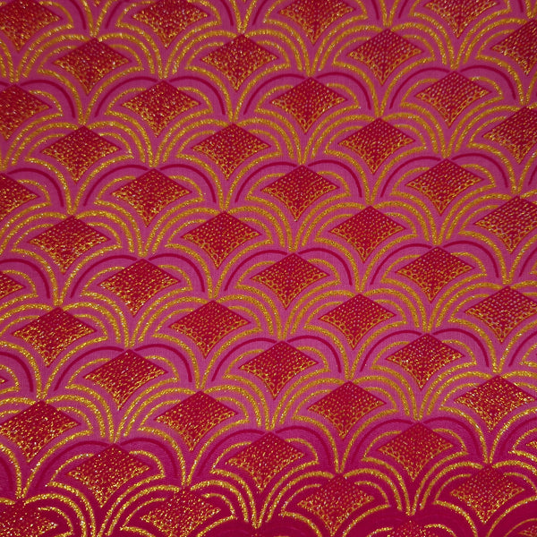 Afrikaanse stof - Exclusief versierd met glittereffecten 100% katoen - GL-4021 Roze Goud